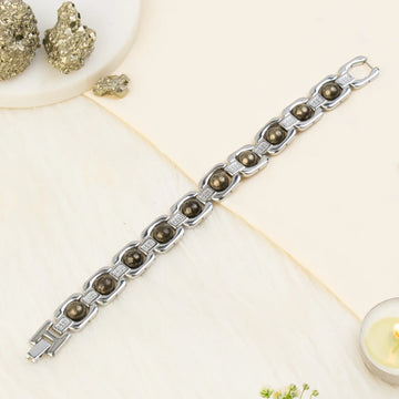 Metal Raw Pyrite Bracelet - Silver