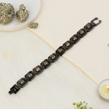 Metal Raw Pyrite Bracelet - Black