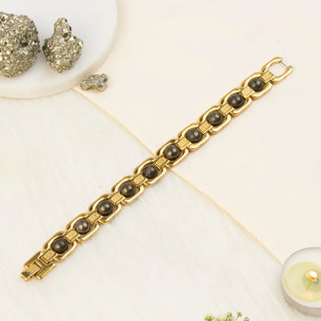 Metal Raw Pyrite Bracelet - Gold