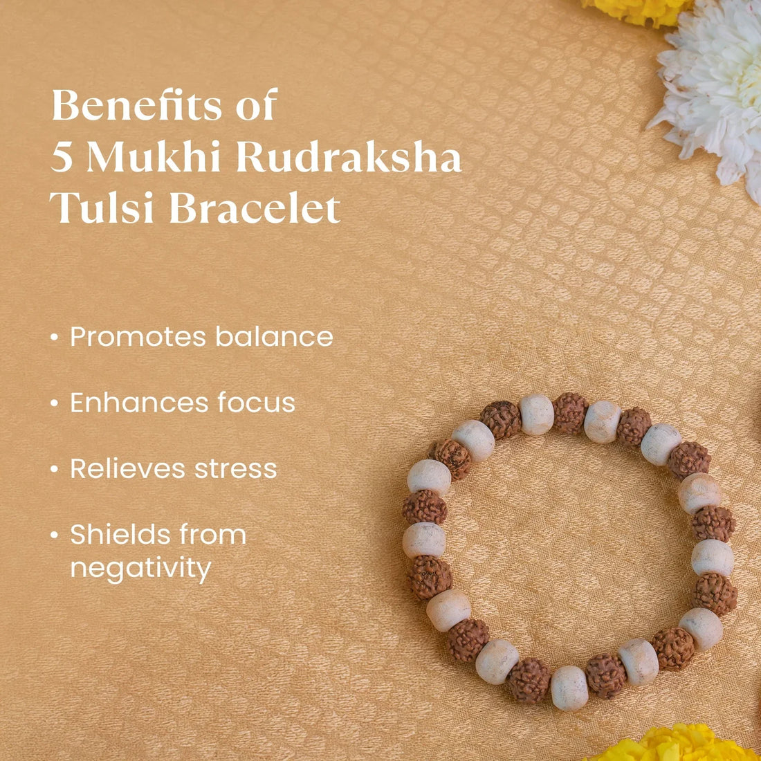 5 Mukhi Rudraksha Tulsi Bracelet