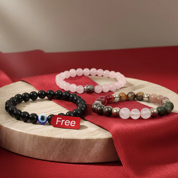 Dhan Vriddhi with Rose Quartz & FREE Evil Eye with Black Obsidian Bracelet Combo