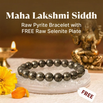 Maha Lakshmi Siddh Raw Pyrite Bracelet with FREE Raw Selenite Plate
