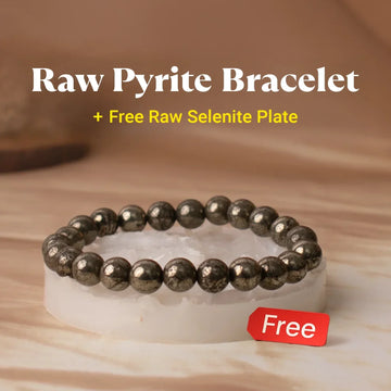 Raw Pyrite Bracelet with FREE Raw Selenite Plate