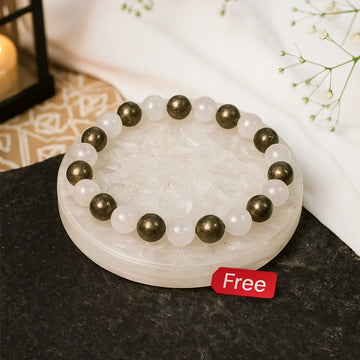 Super Raw Pyrite Bracelet with Free Raw Selenite Plate